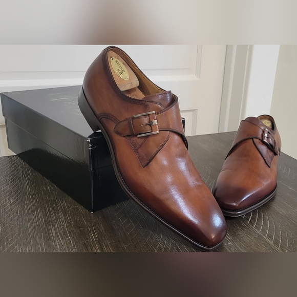 Magnanni Marco II Brown Single Monk Strap Mens Dress Shoe Sz 46 / 13 NIB - Picture 3 of 12